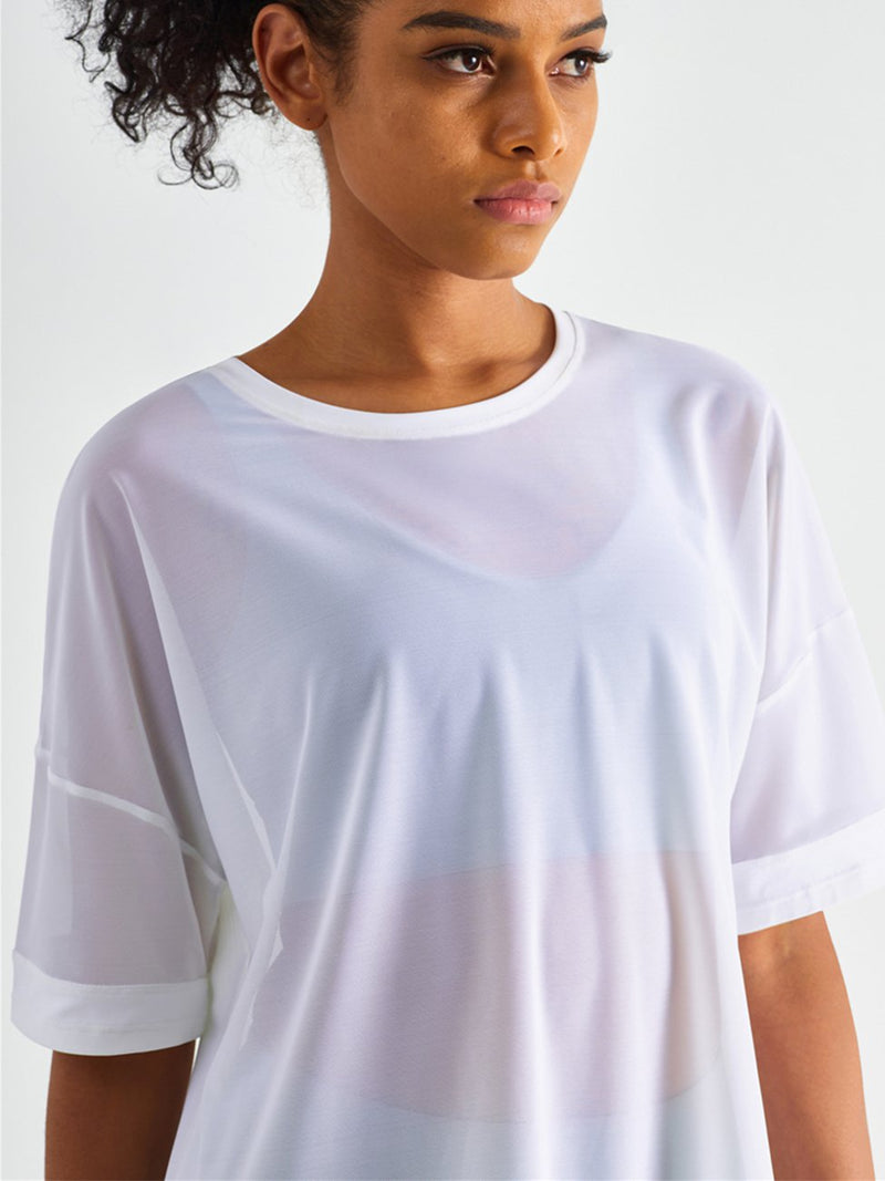 Amsoin Mesh Paneled Double Layer Loose Casula Athletic T-shirt