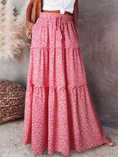 Leopard Tiered Maxi Skirt