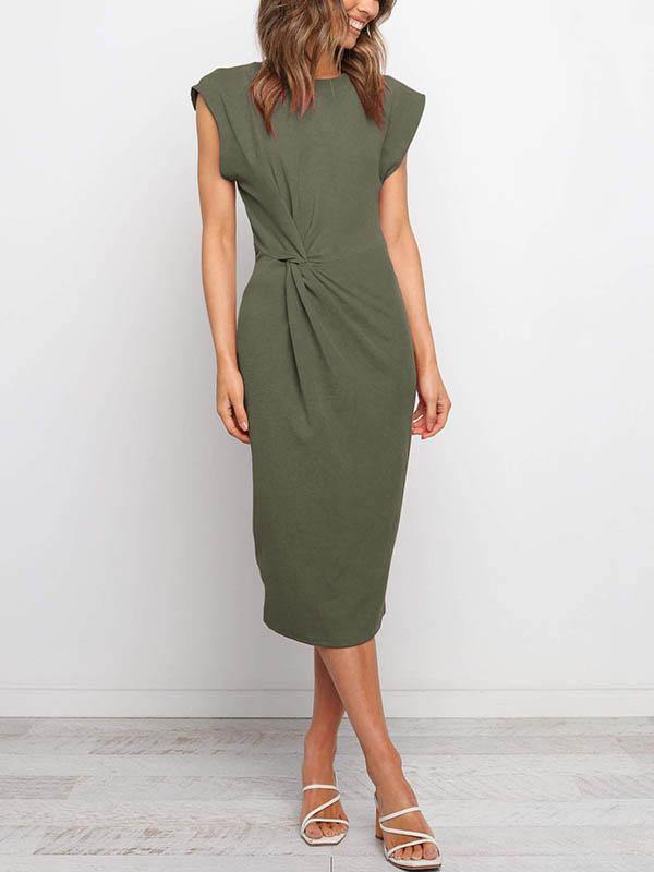 Amsoin Twist Knot Midi Dress