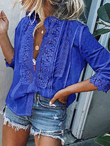 Amsoin Sexy Lace Casual Shirt
