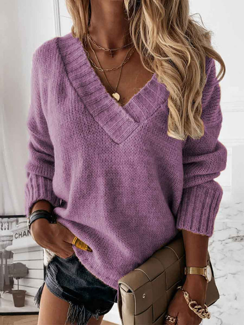 Amsoin V Neck Pullover Jumper