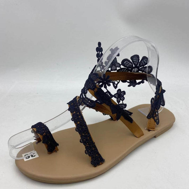 Amsoin Bohemian Flower Casual Flat Roman Sandals