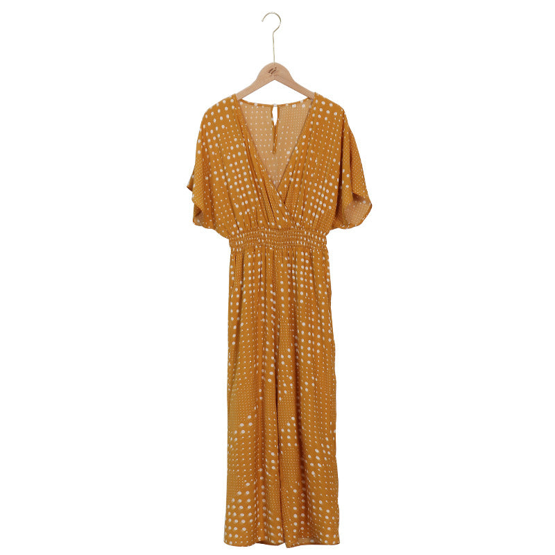 Amsoin Print V Neck Loose Jumpsuits(3 Colors)