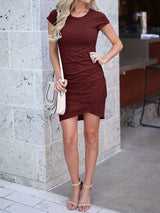 Amsoin Daily Round Neck Mini Dress