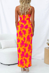 Moxidress One Shoulder Side Split Printed Cami Maxi Dress