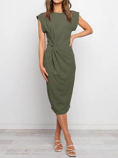 Amsoin Twist Knot Midi Dress