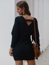 Amsoin V Neck Sexy Mini Dress