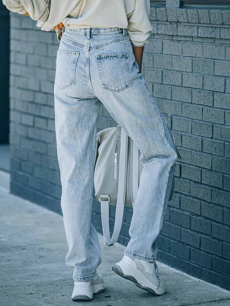 Amsoin Irregular Ripped Casual Jeans
