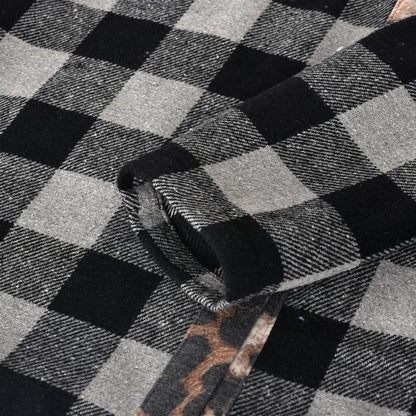 Amsoin Contrast Plaid Shirt