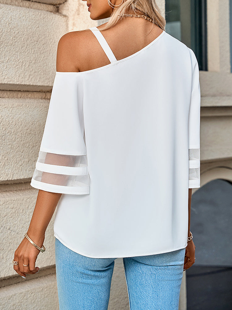 Amsoin Sexy Solid Metal Buckle T-shirt