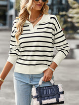 Sweaters - Soft And Comfortable Striped Casual Sweater - MsDressly