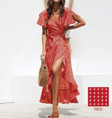 Amsoin Irregular Chiffon Print Dress