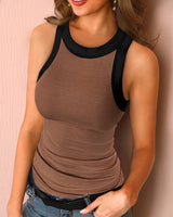 Amsoin Solid Color Round Neck Vest Tops(5 Colors)