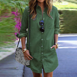Amsoin Denim Blue Shirt Dress