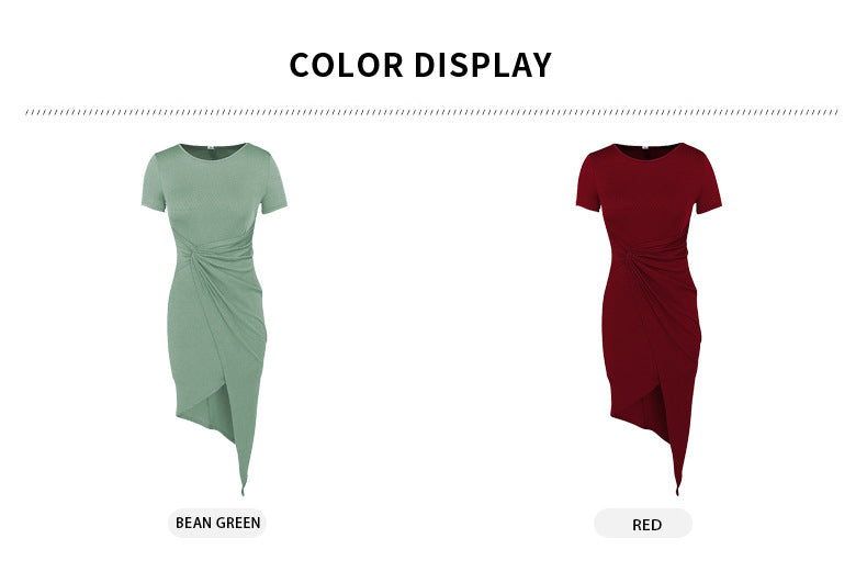 Amsoin Casual Simplicity Solid Asymmetrical O Neck Dresses(4 Colors)