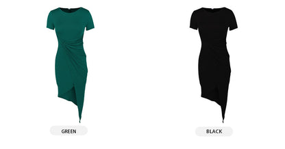 Amsoin Casual Simplicity Solid Asymmetrical O Neck Dresses(4 Colors)