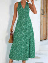Maxi Dresses - Printed Open Back Sleeveless Maxi Dress - MsDressly