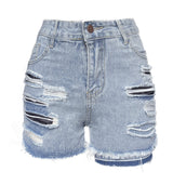 Amsoin RIPPED DENIM SHORTS