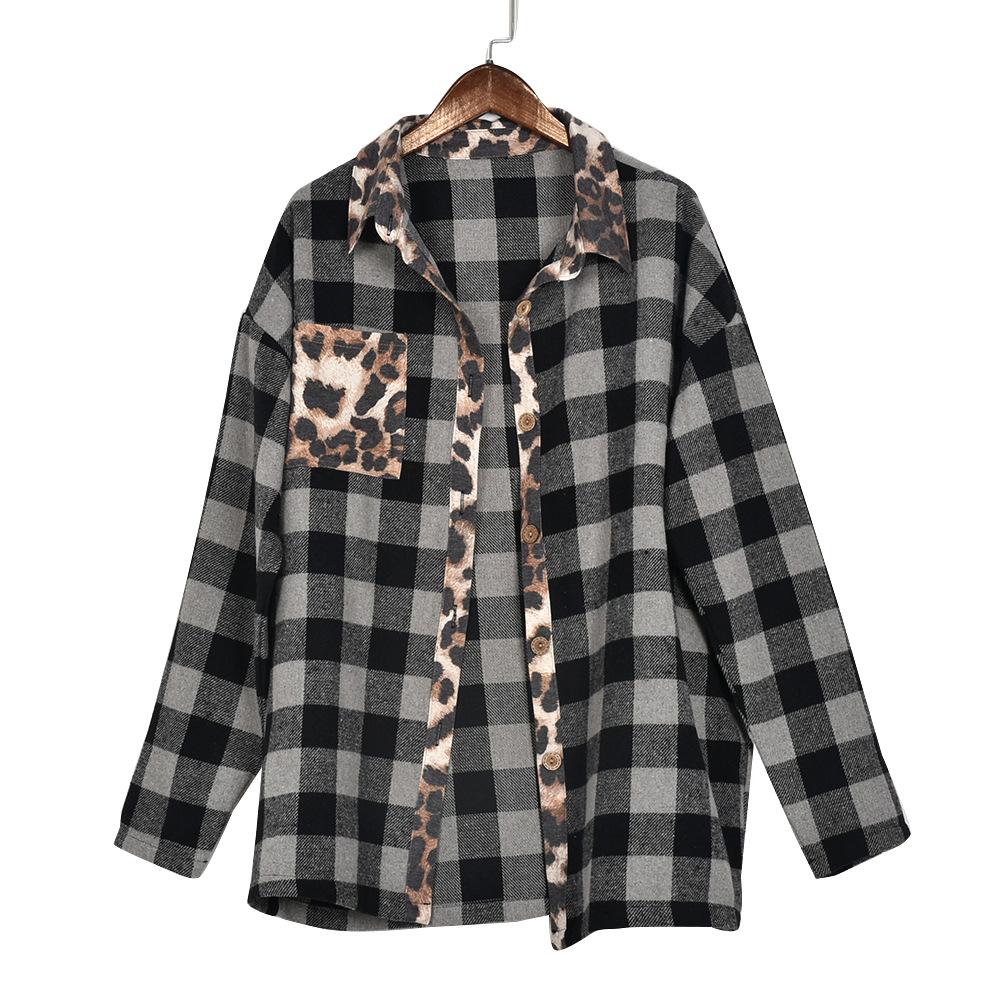 Amsoin Contrast Plaid Shirt