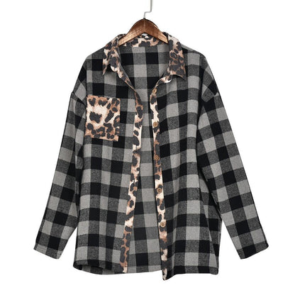 Amsoin Contrast Plaid Shirt