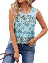 T-Shirts Stylish and Comfortable Printed Casual Ethnic Sleeveless T-Shirt MsDressly