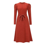 Amsoin Bubble Sleeve Belt Knit Dress
