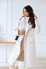 Amsoin Lapel Double Breasted Woolen Coat