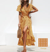 Amsoin Irregular Chiffon Print Dress