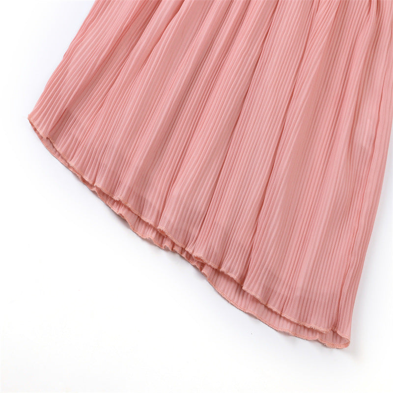 Amsoin V-Neck Pleated Sleeveless Dress