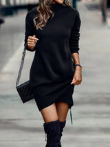 Amsoin Irregular High Neck Long Sleeve Hip Dress