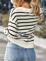 Sweaters - Soft And Comfortable Striped Casual Sweater - MsDressly