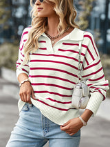 Sweaters - Soft And Comfortable Striped Casual Sweater - MsDressly