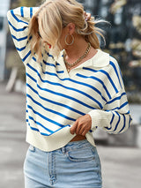 Sweaters - Soft And Comfortable Striped Casual Sweater - MsDressly