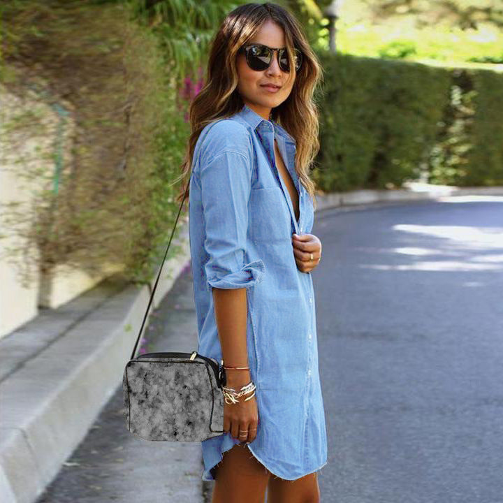 Amsoin Denim Blue Shirt Dress