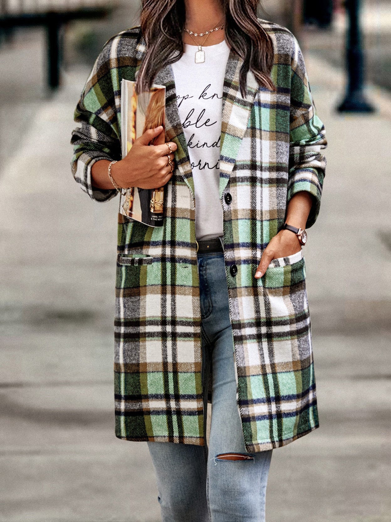 Amsoin Lapel Single Breasted Pocket Coats