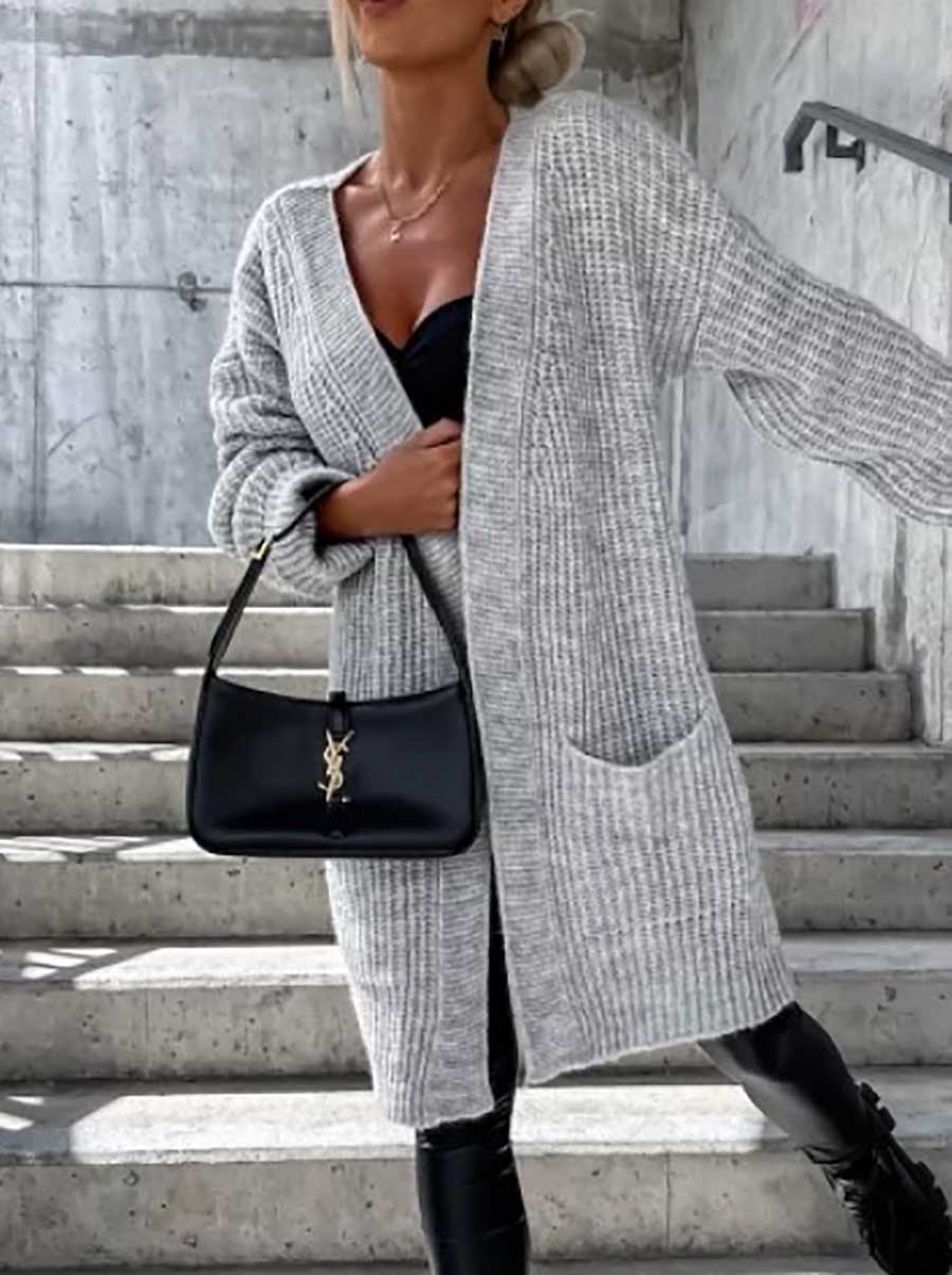 Women's v-neck button up chiffon cardigan