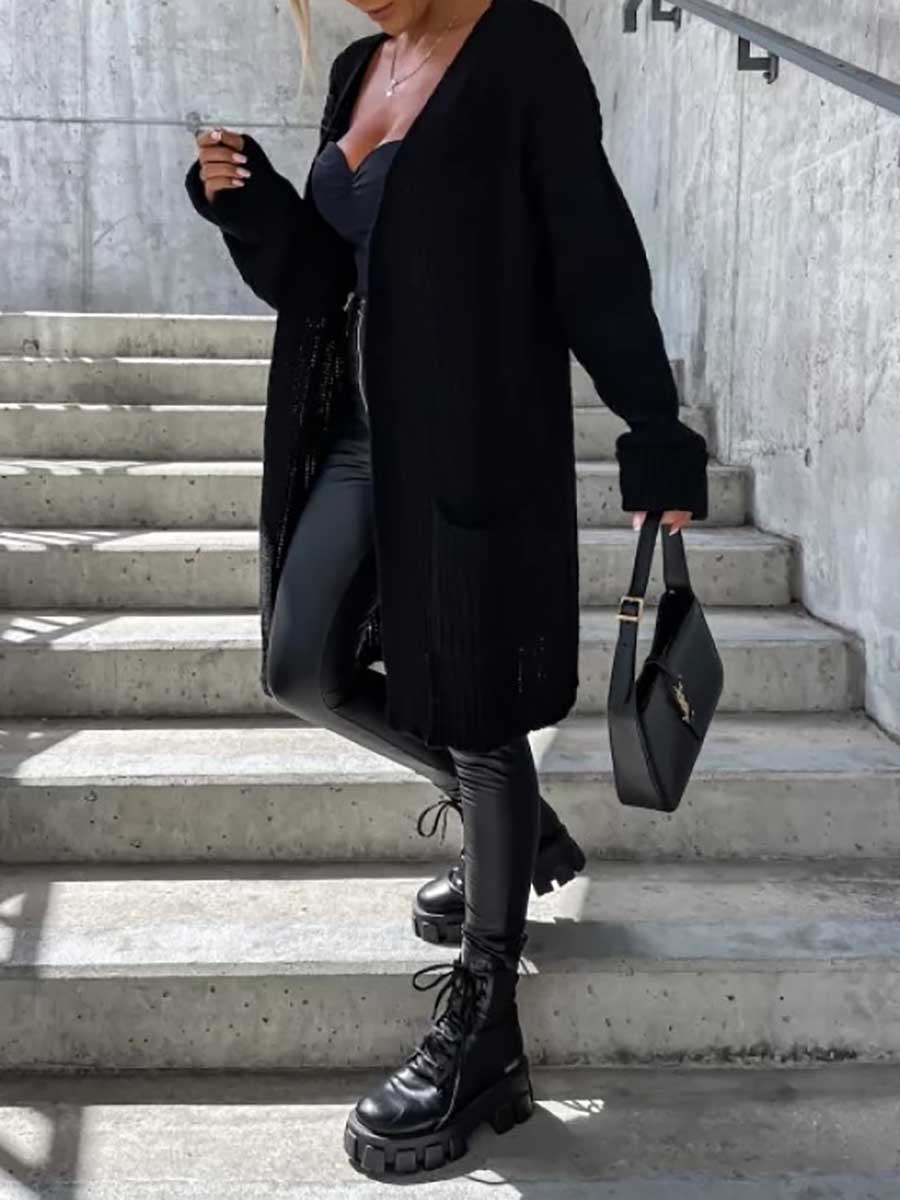 Women's v-neck button up chiffon cardigan