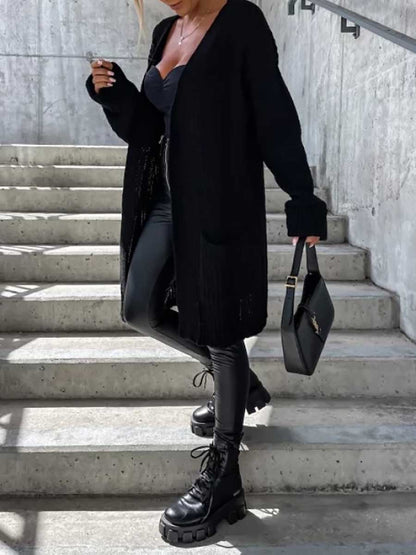 Women's v-neck button up chiffon cardigan