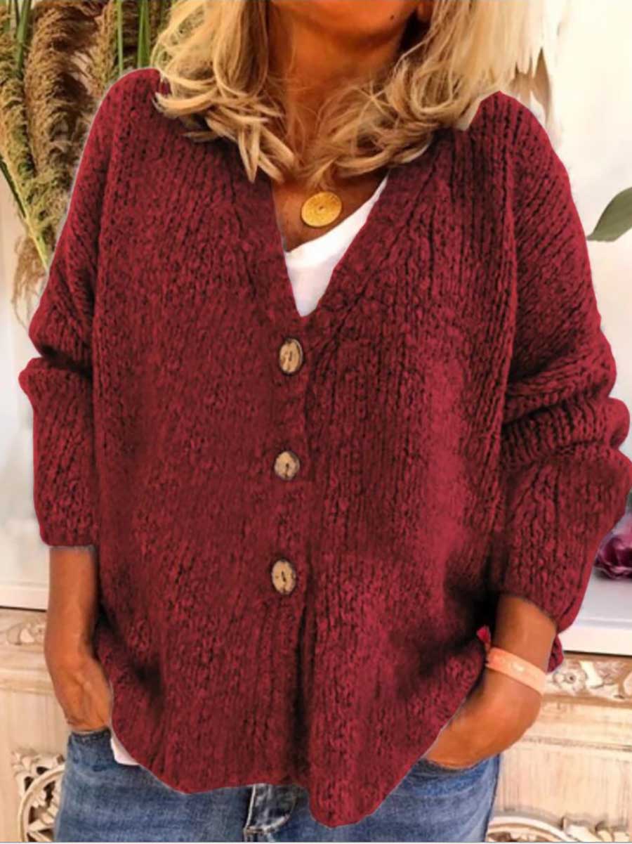 Solid Color Loose Knit Sweater