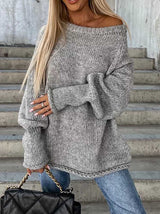 Crew neck pullover knit sweater