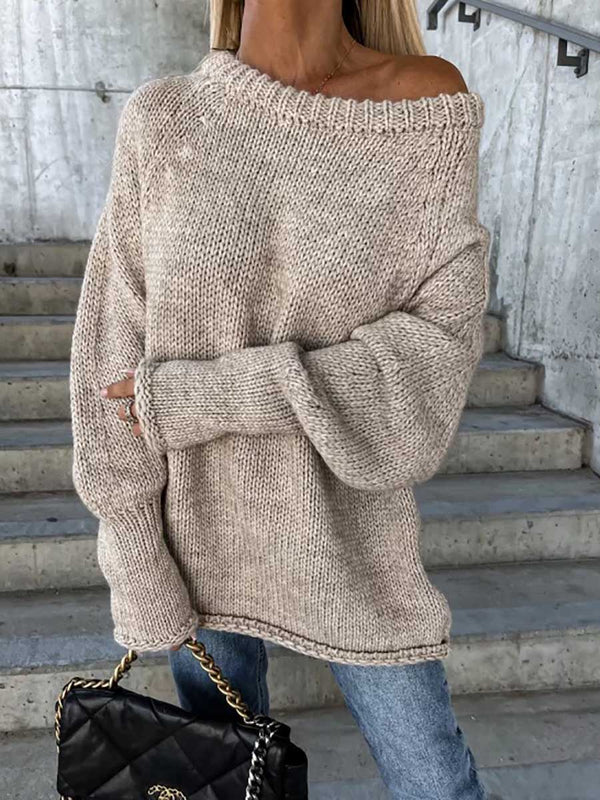 Crew neck pullover knit sweater