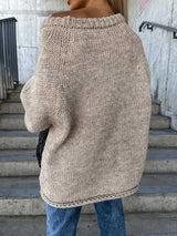 Crew neck pullover knit sweater