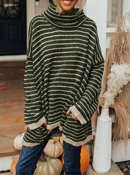 Loose Pullover Striped Sweater Knit Sweater
