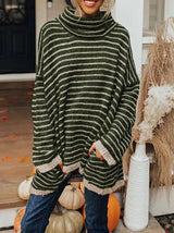 Loose Pullover Striped Sweater Knit Sweater