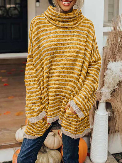 Loose Pullover Striped Sweater Knit Sweater