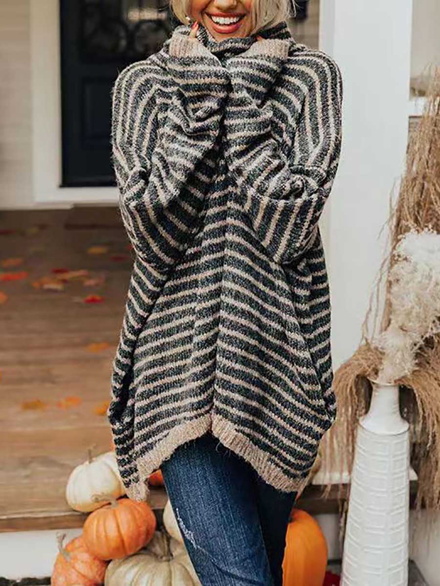 Loose Pullover Striped Sweater Knit Sweater