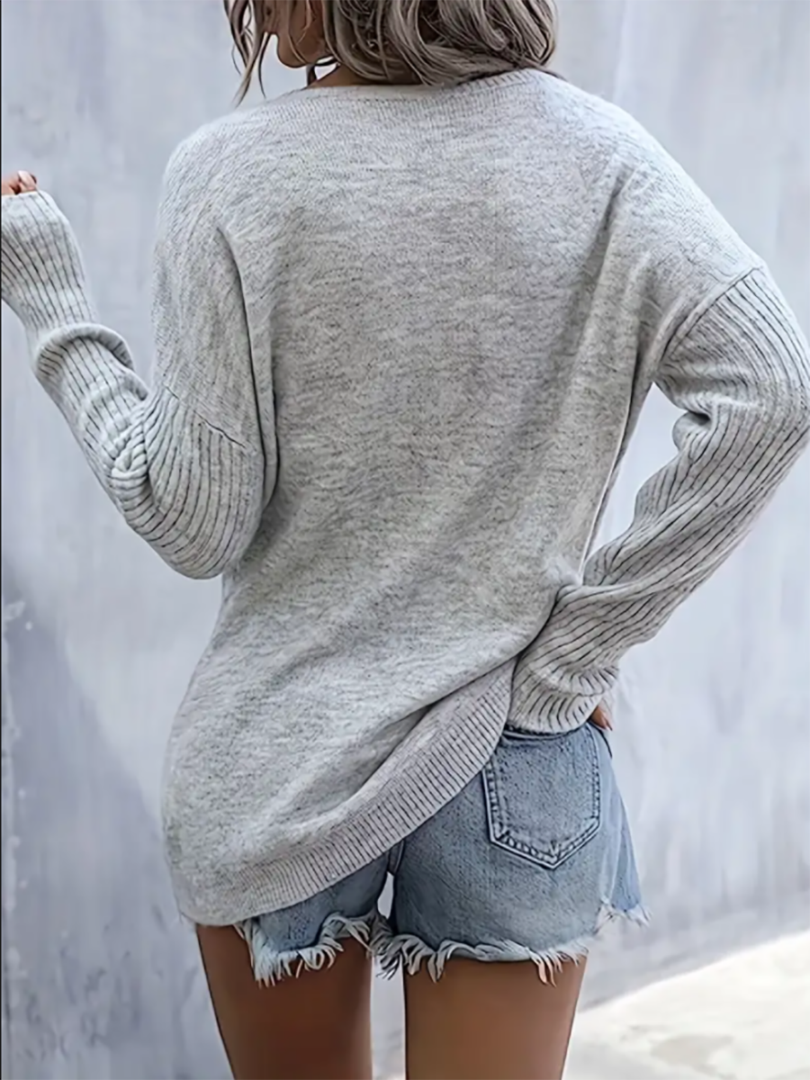 Star Pattern Crew Neck Pullover Sweater