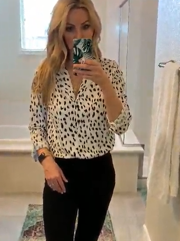 Amsoin Leopard Print Long Sleeve Shirt