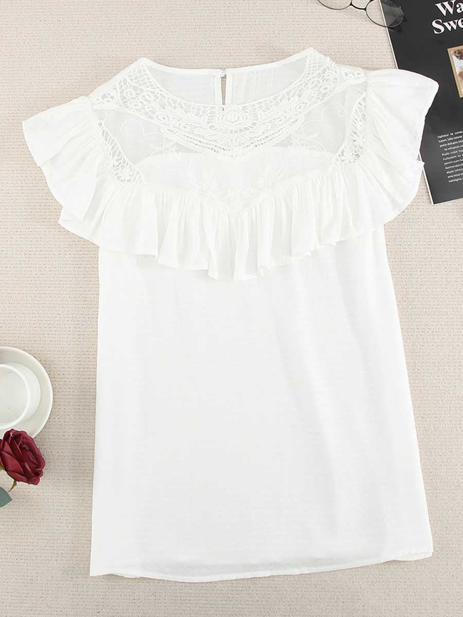Amsoin Ruffle sleeve T-shirt