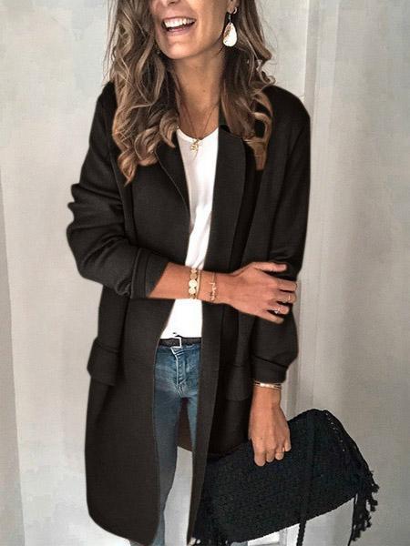 Amsoin Long Sleeve Casual Blazer Coat